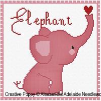 Alessandra Adelaide Needleworks - E is for Elephant - Animal Alphabet (cross stitch chart)