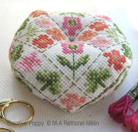Spring in the garden Biscornu - cross stitch pattern - by Marie-Anne R&eacute;thoret-M&eacute;lin