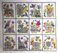 &lt;b&gt;12 Birds and Blackwork Flowers&lt;/b&gt;&lt;br&gt;cross stitch pattern&lt;br&gt;by &lt;b&gt;Lesley Teare Designs&lt;/b&gt;