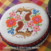 Gera! by Kyoko Maruoka - Round tin cans I - Birds &amp; Flowers, Squirrels &amp; Flowers (cross stitch chart)