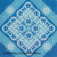 Gracewood Stitches - Traces of Lace - Bursts of Blue (cross stitch chart)