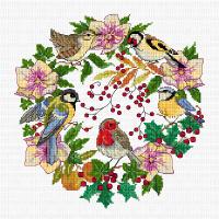 <b>Winter Bird Wreath</b><br>cross stitch pattern<br>by <b>Lesley Teare Designs</b>