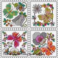<b>Blackwork Butterfly cards</b><br>Blackwork & cross stitch pattern<br>by <b>Lesley Teare Designs</b>