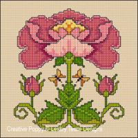 <b>Art Nouveau Rose</b><br>cross stitch pattern<br>by <b>Lesley Teare Designs</b>