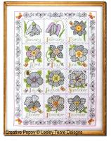 <b>Blackwork Flower Calendar Sampler</b><br>Blackwork pattern<br>by <b>Lesley Teare Designs</b>