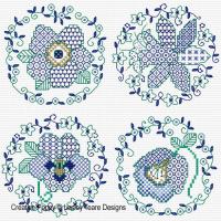Lesley Teare Designs - Blackwork Spring Flowers (Enter x or b, left cellchart)