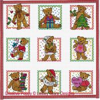 Lesley Teare Designs - Small Christmas Teddy Cards (x9) (Cross stitch chart)