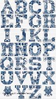 Lesley Teare Designs - Delft Blue alphabet (Cross stitch chart)