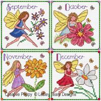 Lesley Teare Designs - Monthly Birthday Fairies - September to December (cross stitch chart)