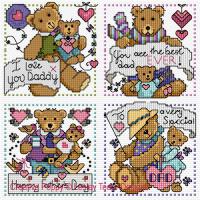 Lesley Teare Designs - Father&#039;s Day Teddy cards (Cross stitch chart)