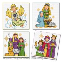Lesley Teare Designs - Square Nativity Cards (x4) (Cross stitch chart)