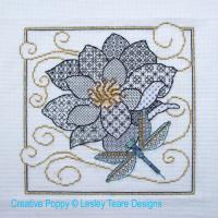 Lesley Teare Designs - Flower &amp; Dragonfly Blackwork (cross stitch chart)