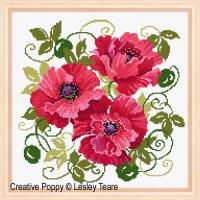 <b>Red Poppies</b><br>cross stitch pattern<br>by <b>Lesley Teare Designs</b>