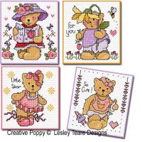 Lesley Teare Designs - Teddy cards for girls (cross stitch chart)
