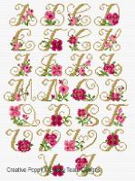 Lesley Teare Designs - Alphabet - Roses (cross stitch chart)