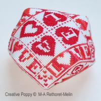 Love hearts biscornu , cross stitch pattern by M.A. Rethoret