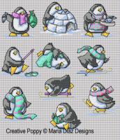 Fun penguins, designed by Maria Diaz - Cross stitch pattern chart