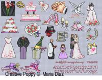 <b>Bride and Groom\'s mothers\' hats - Wedding mini motifs</b><br>cross stitch pattern<br>by <b>Maria Diaz</b>
