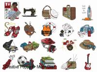 Maria Diaz - Hobbies I (20 motifs) (cross stitch chart)