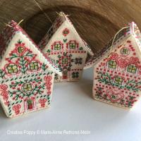 Marie-Anne R&eacute;thoret-M&eacute;lin - Tiny Christmas Houses (set of 3 hanging ornaments) (chart)