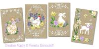 Perrette Samouiloff - 4 Spring Card Motifs (Cross stitch chart)