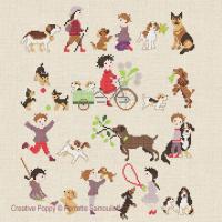Perrette Samouiloff - Happy Childhood: Dogs and Puppies (Cross stitch chart)