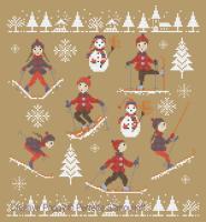 <b>Up and Down the slope (the skiers)</b><br>cross stitch pattern<br>by <b>Perrette Samouiloff</b>