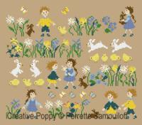 Little chicks (large pattern) - cross stitch pattern - by Perrette Samouiloff