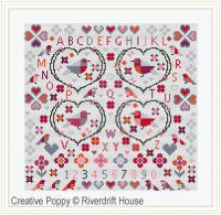 <b>Four Little Birds\' Nests</b><br>cross stitch pattern<br>by <b>Riverdrift House</b>