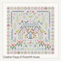 <b>Spring Cottage Sampler</b><br>cross stitch pattern<br>by <b>Riverdrift House</b>