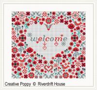 Riverdrift House - Welcome Poppy Heart (cross stitch chart)