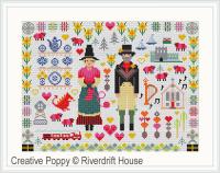 Riverdrift House - Welsh Folkies (cross stitch chart)