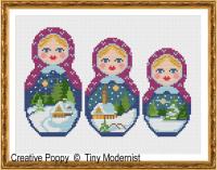 Tiny Modernist - Winter Matryoshka (cross stitch chart)