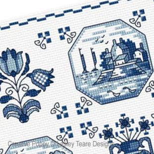 Delft Tiles, cross stitch pattern, by Lesley Teare Designs