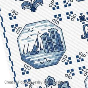 Delft Tiles, cross stitch pattern, by Lesley Teare Designs