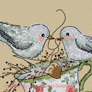 BLUETITS et Blossom Photo cross stitch chart conçu par Lesley Teare