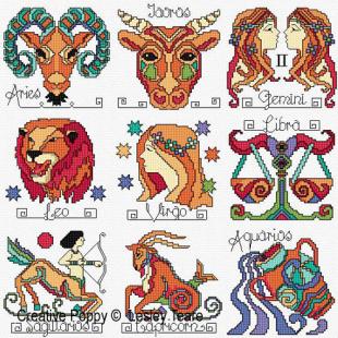 Hoop art embroidery Instant download PDF Zodiac sign Counted cross stitch chart Virgo Modern Cross Stitch Pattern Astrology birth sign