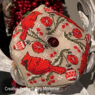 CRANBERRY CHRISTMAS Cross Stitch Embroidery Pincushion and 3