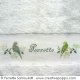<b>The parakeets - design for hand towel</b><br>cross stitch pattern<br>by <b>Perrette Samouiloff</b>