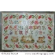 <b>Antique sampler with poppies</b><br>Reproduction sampler<br>charted by <b>Muriel Berceville</b>